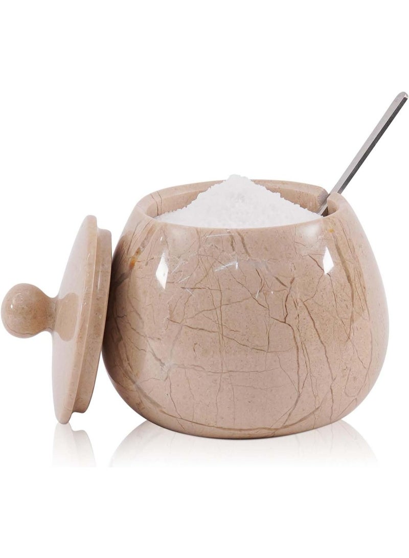 MARBLE RANGE Handmade Verona Marble Salt Cellar 4.5 Inch with Lid, Table Salt & Pepper Bowls, Salt Jar, Dish & Holder, Spice & Sugar Container, Celtic Salt, Ideal for Kitchen Countertop, Dining, Home, or Gift - Image 1